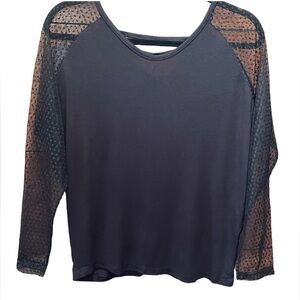Elegant‎ Black Sheer Sleeve Top